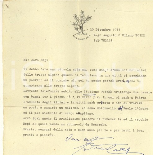 1975 milano lettera alessandro - milano,