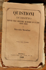 QUISTIONI DI DRITTO volume I Niccola Nicolini 1869 libro antico diritto Nicola