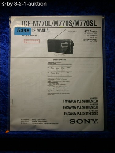 Sony manuale servizio icf - sony,