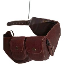 Borsello Artigianale In Cuoio  Tasche Con Cerniera e Automatici - Mai Indossato 