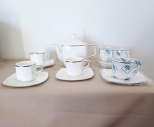 SERVIZIO PORCELLANA BIANCA THE RICHARD GINORI VELA FILO PLATINO 7 PEZZI