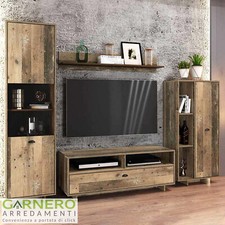 Parete attrezzata soggiorno WEST Gihome® legno vecchio mobile tv salotto moderno