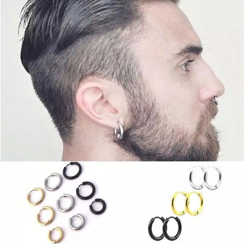 Orecchini cerchio uomo nero - orecchini,
