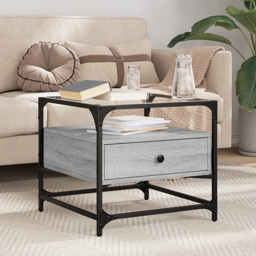 Tavolino con piano vetro - in,