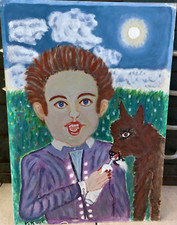 Peter Rose Trash Art Gouache Ritratto Brebis Arte Naif Nerd Art