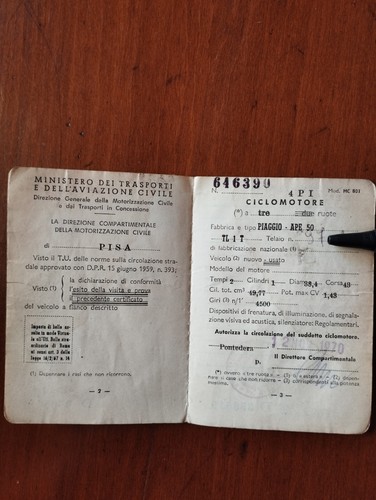 Piaggio ape 1970 libretto - 1970,