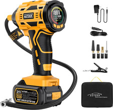 Gonfiatore Pneumatici Compressore Aria Portatile, 21V Ricaricabile 180PSI Alimentato a Batteria H