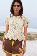 Top ZARA ecrù beige floreale