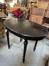 Tavolo  ovale legno laccato nero ebano allungabile antico