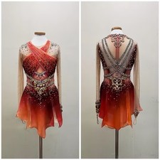 vestito competizione pattinaggio figura ghiaccio ginnastica costume danza vestito tintura