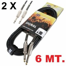 COPPIA CAVI AUDIO 6 MT. JACK 6,3 MONO - JACK 6,3 MONO chitarra mixer casse