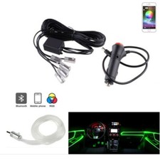 KIT LUCE ATMOSFERA STRISCIA FILO FIBRA OTTICA INTERNI AUTO 6MT RGB LED SMART APP