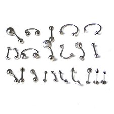 Set 3 Pz Piercing Ombelico Sopracciglio Lingua  Naso Labbro Acciaio Chirurgico, 