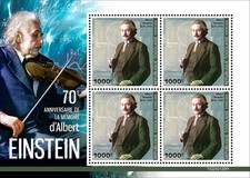 Francobolli Scienza 70° Anniversario Memoriale di Albert Einstein MNH 2025 Togo M/S