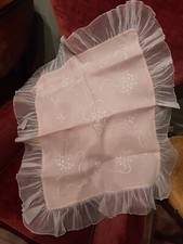Antico cuscino in organza ricamato a mano Perfette condizioni cm49×60+cm8 volan