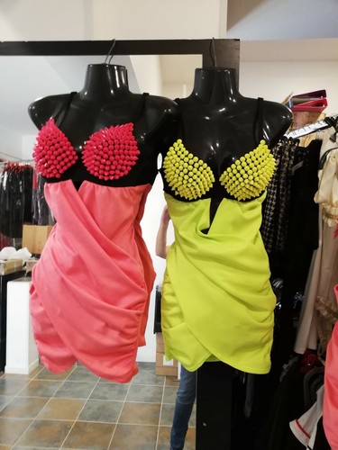 Robes clous jaune fluo - ou, rose