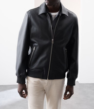 Giacca Bomber Nera Pelle Pura