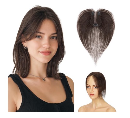 Hair bangs topper - 11", marrone