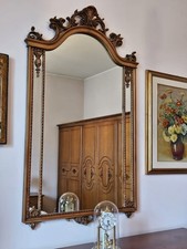 Grande specchio in legno decorato Vintage