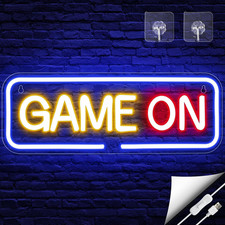 Scritte Neon, Insegne Luminose Con Scritta Led GAME ON, Adatta Come Decorazione 