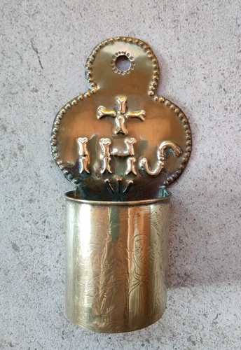 Antica acquasantiera ottone - antica,