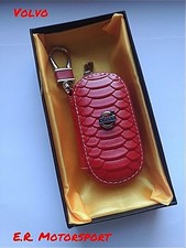Portachiavi in ecopelle Rosso con scatola regalo Logo VOLVO