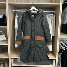 Barbour donna Mickley trapuntato giacca lunga cappotto UK 10 verde salvia country trapuntato