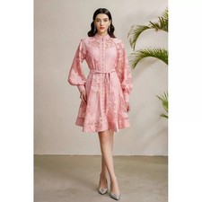 Vestito Rosa Corto In Pizzo