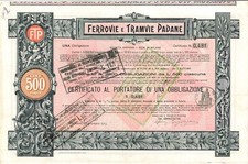 Obbligazioni L. 500. FERROVIE