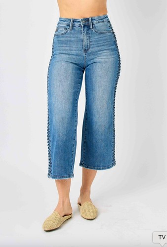 Jeans judy blu - blu, intrecciato