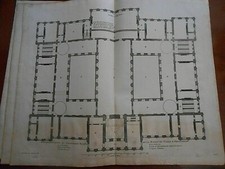 1719 G. Valk incisione rame pianta del municipio di Amsterdam (3 piatti)