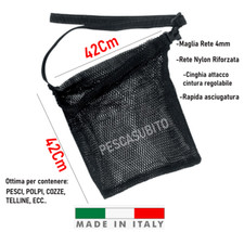 Retino Borsa Cintura Pesca Sub Porta Pesci Cozze Telline Rete Subacquea