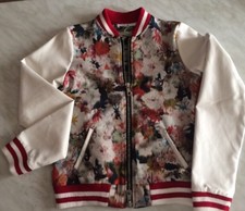 LuLu Miss Grant Bomber Neoprene E Ecopelle Col.Avorio Stampa Fiori Sfumati Tg.14