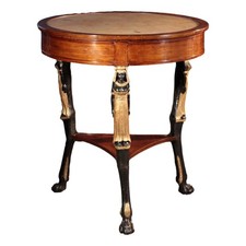 Gueridon Impero Antico Regno delle Due Sicilie '800 Alabastro Ciliegio