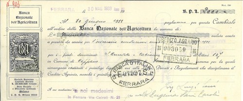 Cambiale int banca nazionale - int.,