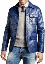 Giacca blazer in vera pelle da