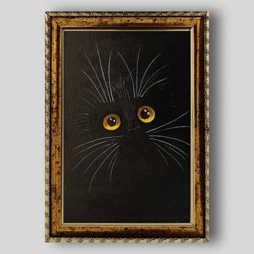 Dipinto olio gatto nero