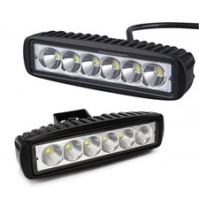 2 PZ Faretto Barra LED 18W 6 LED 12V 6000K Luce Bianca Auto Moto Offroad E-Bike