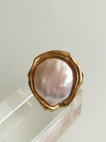 Anello perla naturale barocca