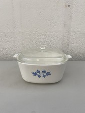 Pentola in ceramica bianca con manici coperchio in vetro Pyroflam P-2.5 vintage