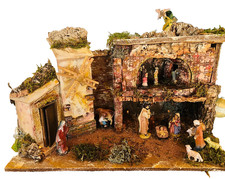 Capanna Presepe Artigianale in Sughero con Mulino a Vento elettrico 47x24xh28 cm