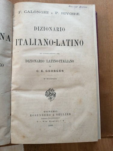 Dizionario italiano latino vol - italiano,