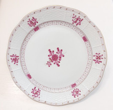 Piatto piano Herend Hungary Waldestein rosa porcellana bordo oro handpainted