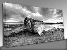 Barca da pesca abbandonata a Isola di Mull Quadro Stampa Panoramica su Tela Wall Art