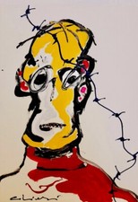 Giorgio CHIESI,volto,arte moderna contemporanea,cartone,tecnica mista