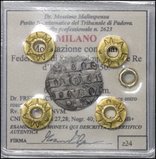 MILANO Monetazione comunale Federico II Denaro piano in argento moneta medievale