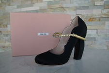 MIU Eu 40 Décolleté Scarpe Basse Raso Strass Nero Nuovo Origin.