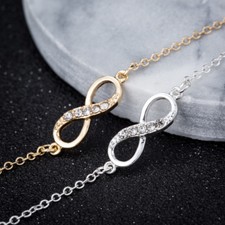 BRACCIALE DONNA SIMBOLO INFINITO STRASS BRACCIALETTO RAGAZZA ORO ARGENTO REGALO