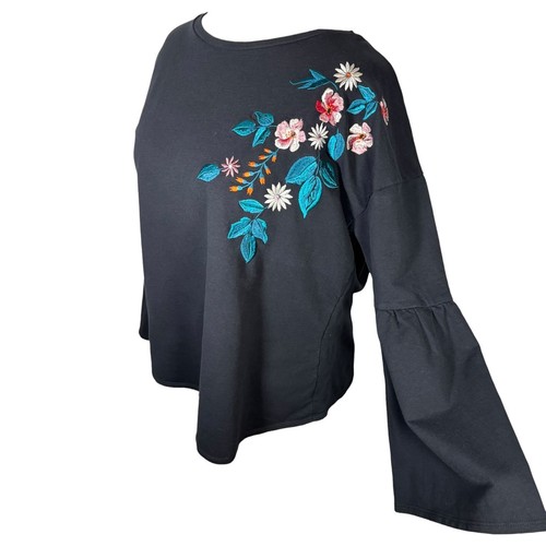 Top george nero ricamato - top,
