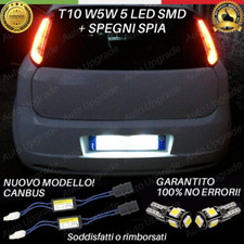 COPPIA LUCI TARGA 5 LED PER FIAT GRANDE PUNTO T10 W5W + SPEGNI SPIA 100%NOAVARIA
